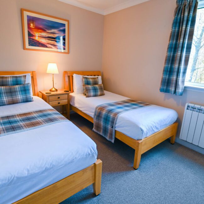 Spacious twin bedded accommodation at Birchbrae Highland Lodges