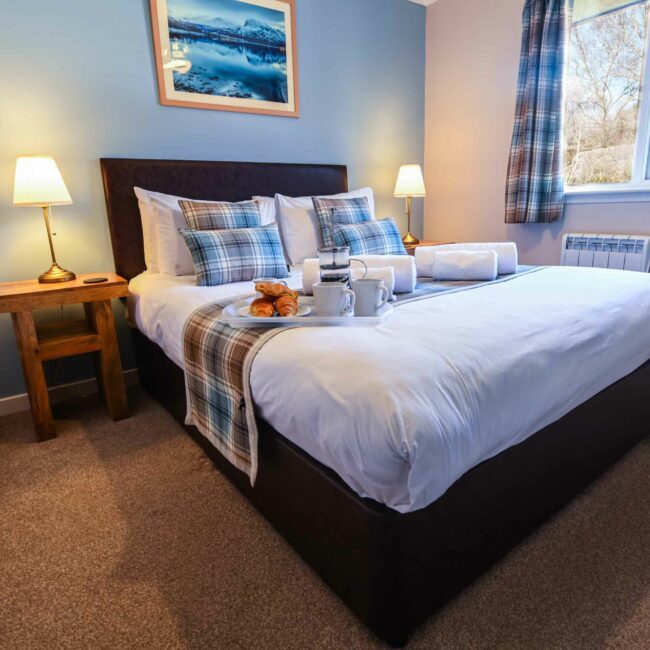 Enjoy breakfast in bed in our luxury self-catering Lodges near Glencoe.