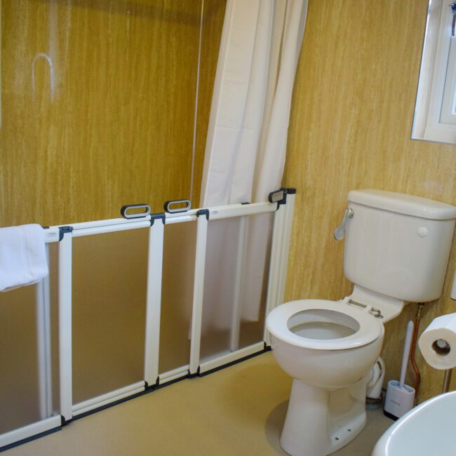 Our Staffa Lodge has been adapted to cater for guests with mobility difficulties with a roll-in shower, grab rails and shower seat.
